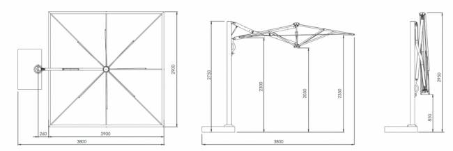 Зонт профессиональный 2.9х2.9 м Astro Carbon графит, слоновая кость 2900х2900 мм Зонт профессиональный 2.9х2.9 м Astro Carbon графит, слоновая кость 2900х2900 мм