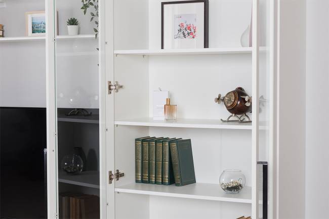 Валенсия стенка в гостиную комнату № 87 цвет белый шагрень