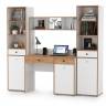 Компьютерный стол Вуди с двумя боковыми пеналами цвет белый премиум/дуб крафт золотой