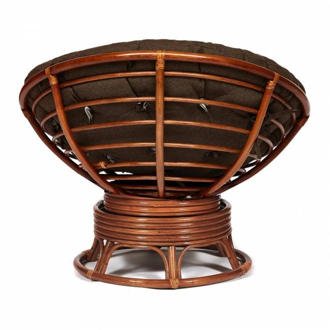 Кресло-качалка Папасан/Papasan (W 23/01 B) /с подушкой/ 115х78х104см, пекан орех, ткань коричневый, 3м7-147 Pecan (орех)