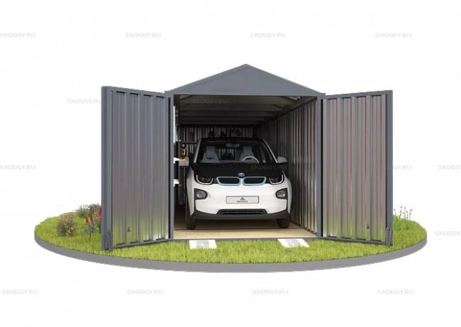 Хозблок SKOGGY секционный с двускатной крышей 6 х 2 м, брутальный серый