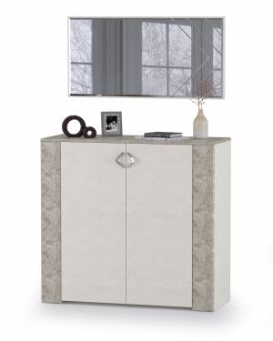 Комод с дверками с зеркалом Амели Моби цвет шёлковый камень/бетон чикаго беж