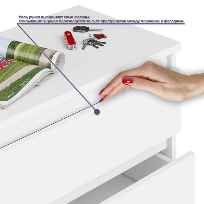 Компьютерный стол Мори МС-1 правый с комодом 4-ре ящика цвет белый