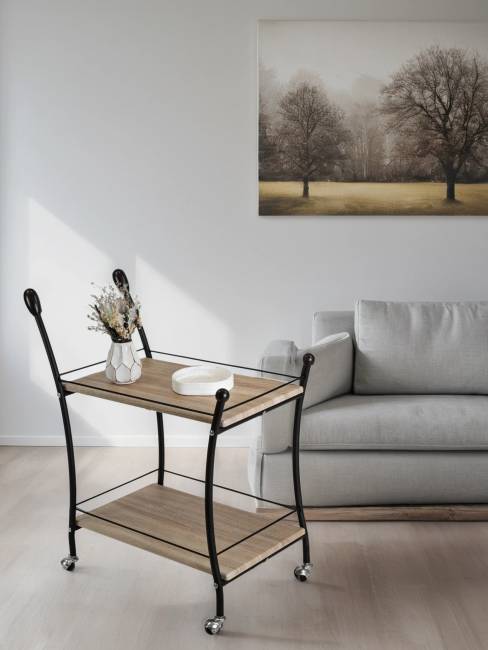 Стол сервировочный Марко дуб сонома/эбеновое дерево/черный