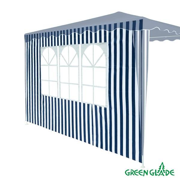 Стенка для садового тента Green Glade 4120 1,95х2,95м полиэстер с окном синяя (20)