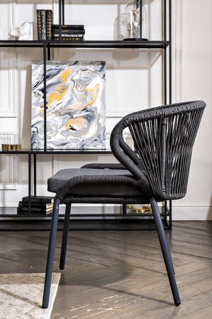 "Венето" обеденная группа на 4 персоны со стульями "Милан", каркас темно-серый, роуп темно-серый "Венето" обеденная группа на 4 персоны со стульями "Милан", каркас темно-серый, роуп темно-серый