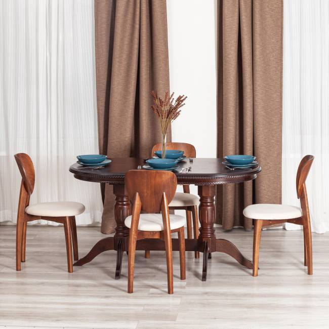 Стул Диамант/Diamante мягкое сиденье (1шт.в упаковке) бук, 42х42х85см, темный орех (тобако), ткань тенерифе крем коричневый бук