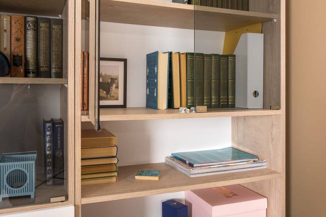 Шкаф Бостон 13.156 цвет дуб эндгрейн элегантный/фасады МДФ милк рикамо софт