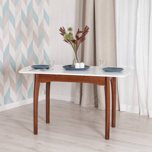 Стол обеденный раздвижной Катерина/Caterina бук, МДФ, 100-130х70х75см, коричневый/белый коричневый, белый бук, мдф Стол обеденный раздвижной Катерина/Caterina бук, МДФ, 100-130х70х75см, коричневый/белый коричневый, белый бук, мдф