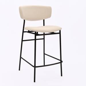 Дизайнерский полубарный стул Марко бежевый, черный металл