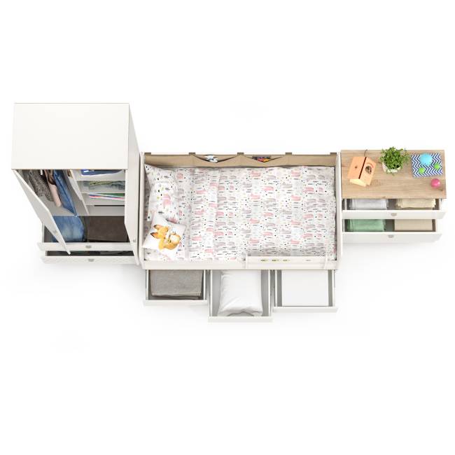 Детская мебель Эйп компоновка № 6 цвет белый/дуб белый