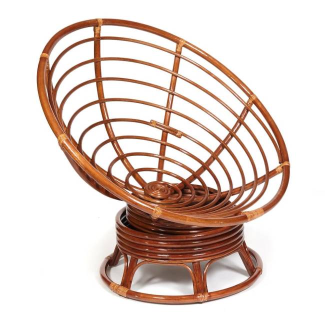 Кресло-качалка Папасан/Papasan (W 23/01 B) /с подушкой/ 115х78х104см, пекан орех, флок олива, 23 Pecan (орех)