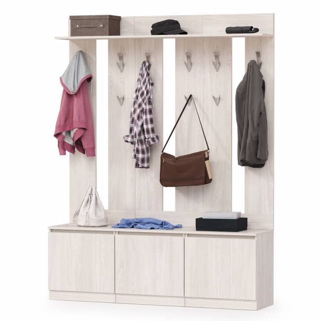 Три тумбы с вешалками для верхней одежды Ника цвет ясень анкор светлый