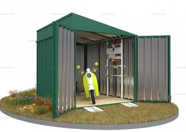 Хозблок SKOGGY секционный с односкатной крышей 3 х 2 м, зелёный мох Хозблок SKOGGY секционный с односкатной крышей 3 х 2 м, зелёный мох