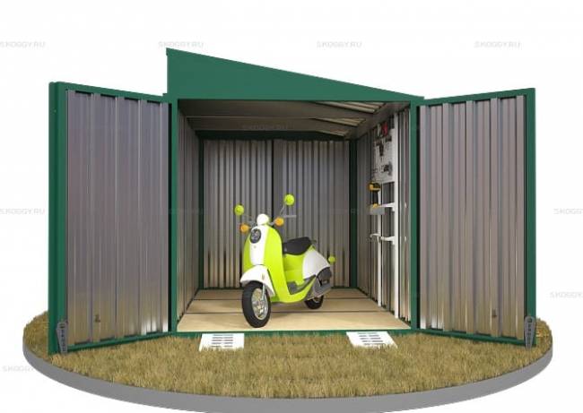 Хозблок SKOGGY секционный с односкатной крышей 3 х 2 м, зелёный мох Хозблок SKOGGY секционный с односкатной крышей 3 х 2 м, зелёный мох