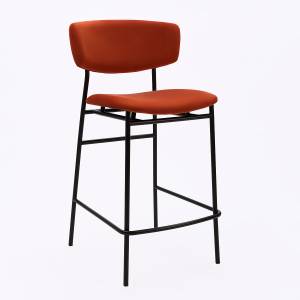 Дизайнерский полубарный стул Марко терракотовый, черный металл