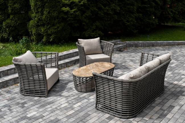 "Валенсия" лаунж-зона из искусственного ротанга, цвет серый