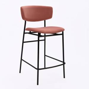 Дизайнерский полубарный стул Марко розовый, черный металл