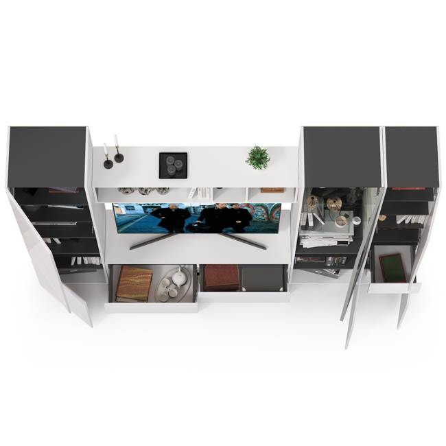 Сидней Комплектация № 25 цвет белый/чёрный/фасады МДФ белый глянец