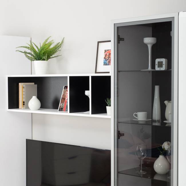 Сидней Комплектация № 25 цвет белый/чёрный/фасады МДФ белый глянец