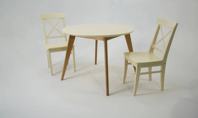 Стол Сканди К 90 натур/слоновая кость со стульями Ингольф слоновая кость Стол Сканди К 90 натур/слоновая кость со стульями Ингольф слоновая кость