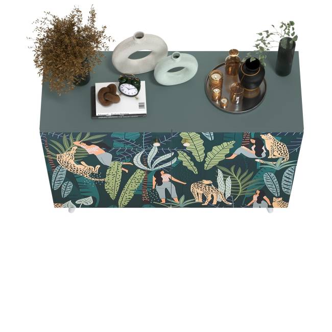 Комод-тумба Либера 16.230.01 цвет пасифай/белый, фасады с рисунком Тропический лес Комод-тумба Либера 16.230.01 цвет пасифай/белый, фасады с рисунком Тропический лес
