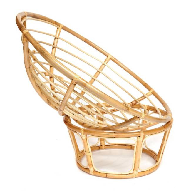 Кресло Папасан Эко/Papasan Eco P115-1SP STD /c подушкой, ремешками/ диаметр подушки 122см, 115х101х92см, натуральный, ткань оранжевый, с 23 Natural (натуральный)