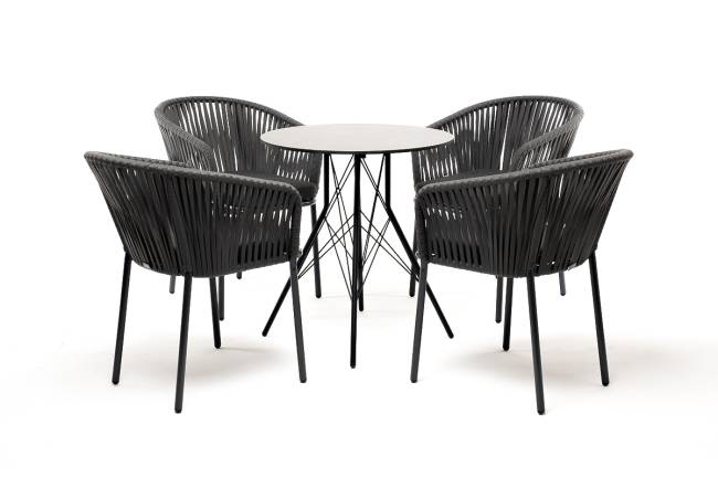 "Конте" обеденная группа на 4 персоны, круглый стол, цвет "серый гранит"