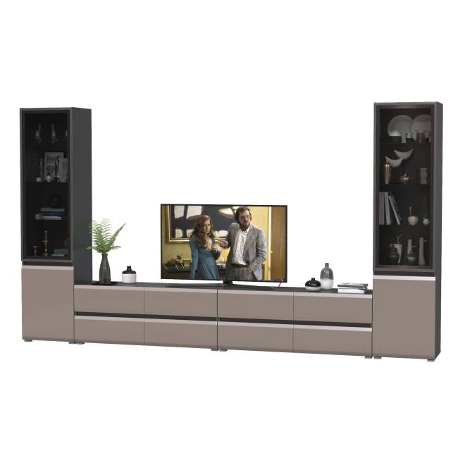 Гостиная Сидней № 130 цвет антрацит/МДФ веллюто капучино