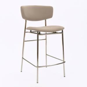 Дизайнерский полубарный стул Марко латте, основание хром