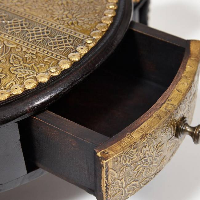 Столик Secret de Maison 3 Слона/3 Slona (мод. ND-005) массив манго/латунная чеканка, Д48х19см, черный/этническая роспись (Комплект из 2 шт.) этническая роспись дерево манго/латунная чеканка