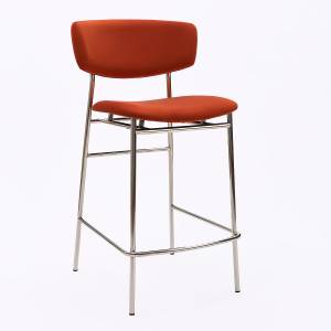 Дизайнерский полубарный стул Марко терракотовый, основание хром