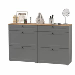 Две тумбы для обуви Остин цвет серый графит/дуб крафт золотой