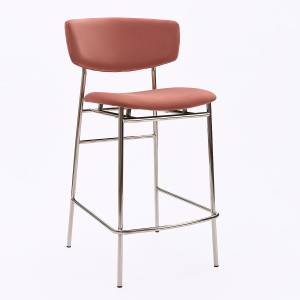 Дизайнерский полубарный стул Марко розовый, основание хром