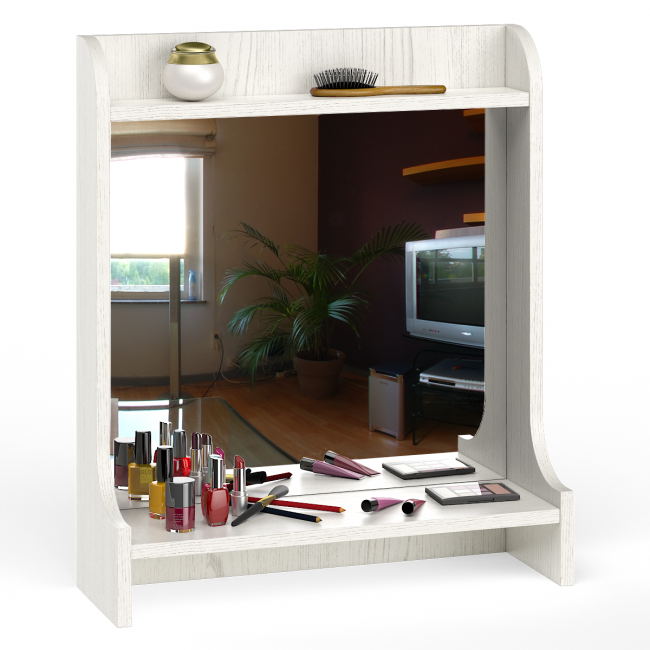 Полка с зеркалом настольная Ливерпуль 10.118 цвет ясень ваниль Полка с зеркалом настольная Ливерпуль 10.118 цвет ясень ваниль