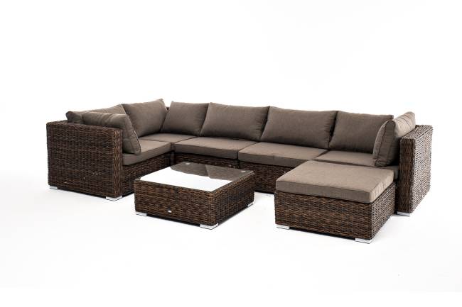 "Лунго" трансформирующаяся лаунж-зона из искусственного ротанга (гиацинт), цвет коричневый "Лунго" трансформирующаяся лаунж-зона из искусственного ротанга (гиацинт), цвет коричневый