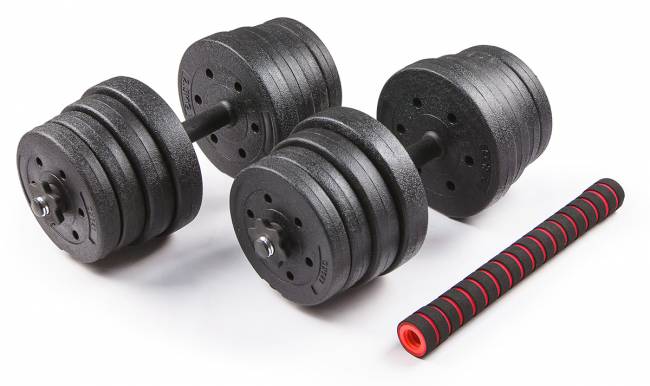 Набор композитных гантелей "TREX SPORT" 30 кг, с соединительным грифом 