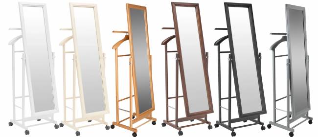 Вешалка костюмная с зеркалом на колесах В 24Н белый