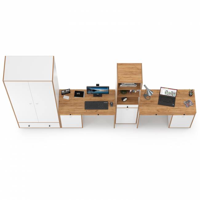 Мебель в детскую комнату для двоих детей Вуди № 29 цвет белый премиум/дуб крафт золотой Мебель в детскую комнату для двоих детей Вуди № 29 цвет белый премиум/дуб крафт золотой