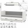 Детская кровать с ящиками Торонто с открытой полкой цвет белый шагрень/стальной серый Детская кровать с ящиками Торонто с открытой полкой цвет белый шагрень/стальной серый