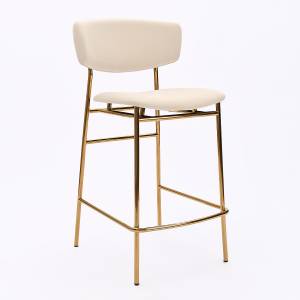 Дизайнерский полубарный стул Марко бежевый, основание золото