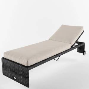 Лежак "Ланта" на колесиках, из искусственного ротанга, коричневый, черный Лежак "Ланта" на колесиках, из искусственного ротанга, коричневый, черный