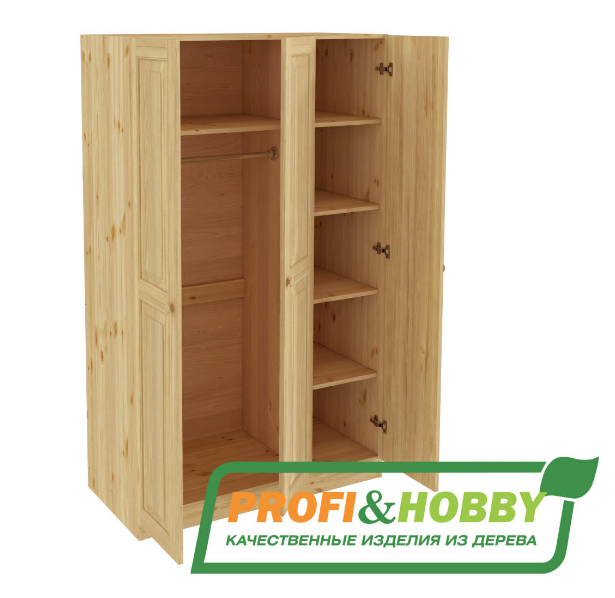 Шкаф трехдверный сосна, бесцветный лак