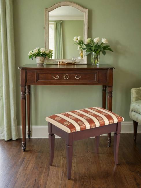 Банкетка Ретро М с ящиком средне-коричневый, ткань полоса коричн.