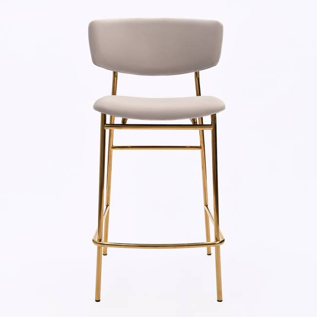 Дизайнерский полубарный стул Марко латте, основание золото