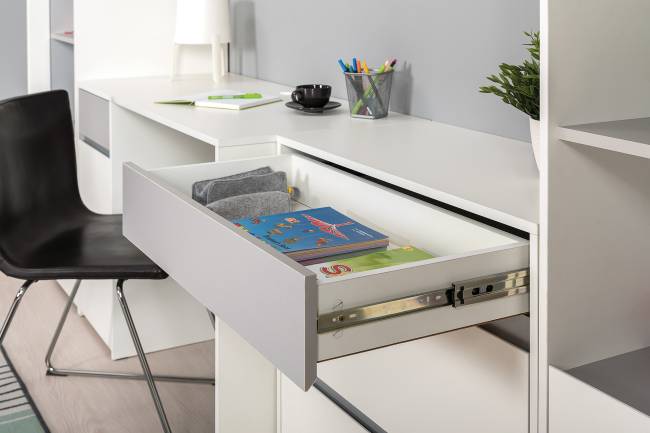 Стол компьютерный с верхней полкой и комодом Торонто цвет белый шагрень/стальной серый Стол компьютерный с верхней полкой и комодом Торонто цвет белый шагрень/стальной серый