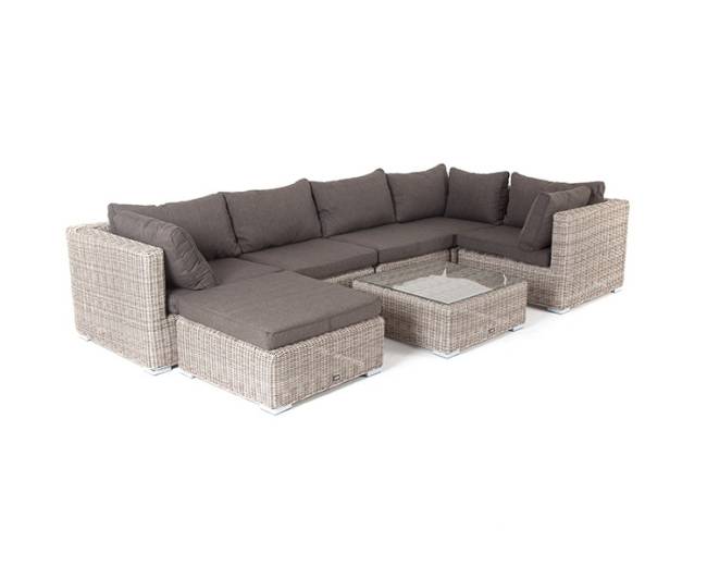 "Лунго" трансформирующаяся лаунж-зона из искусственного ротанга, цвет бежевый