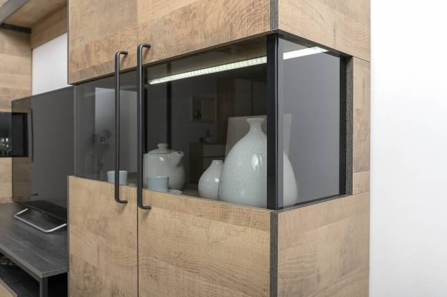 Комод с витриной Трувор 13.306 цвет дуб гранж песочный/интра