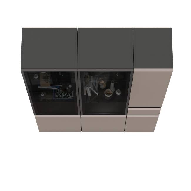 Два шкафа-витрины Сидней 13.201 и пенал-шкаф с ящиком Сидней цвет антрацит/МДФ веллюто капучино