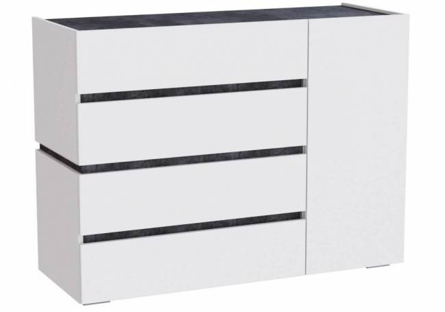 Комод Атлон белый / бетон темный